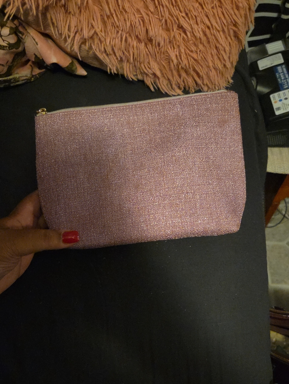 Sparkle Pink Glitter Zip Pouch